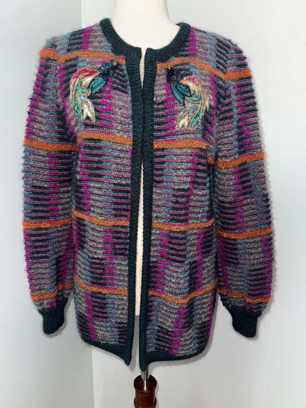 Vintage ESCADA Mohair Peacock Cardigan – Made in Western Germany